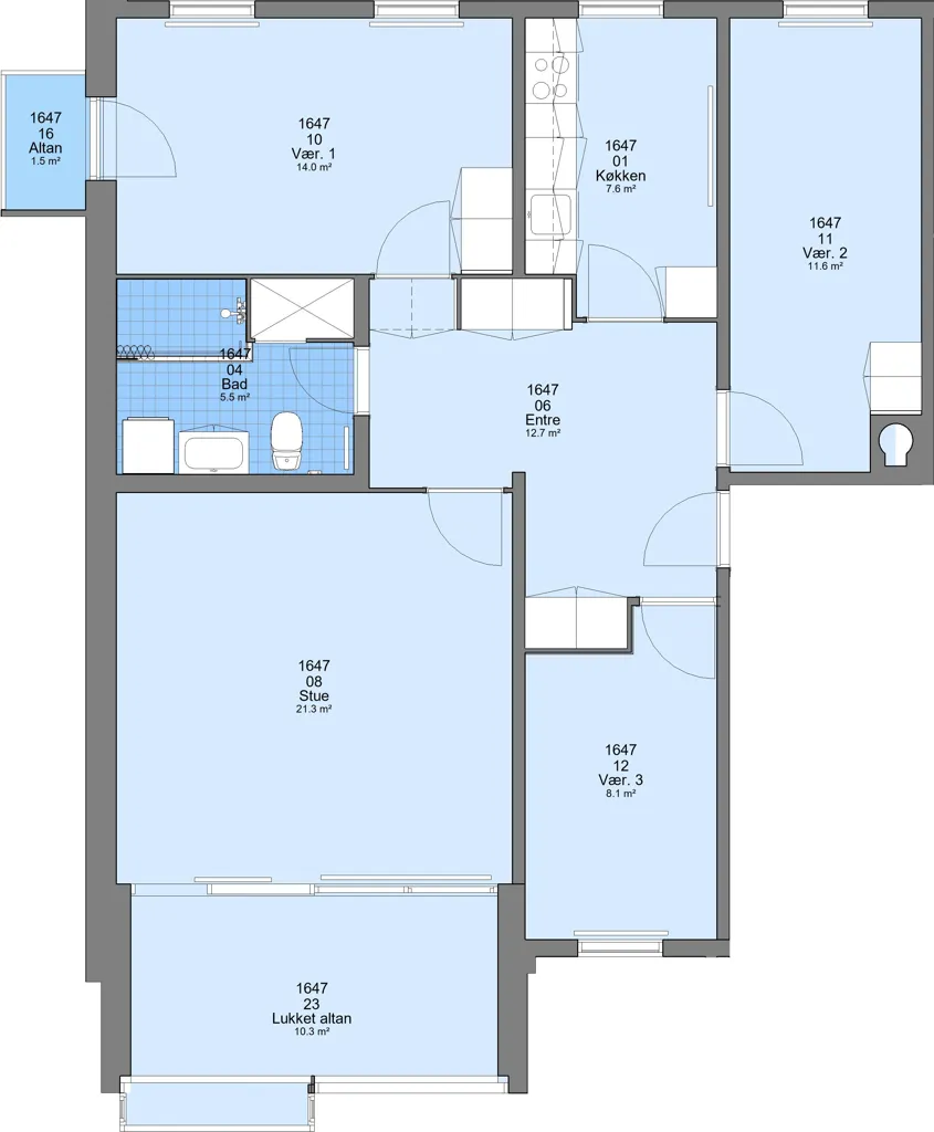 Plaan - 4-toaline korter asukohas Esbjerg
