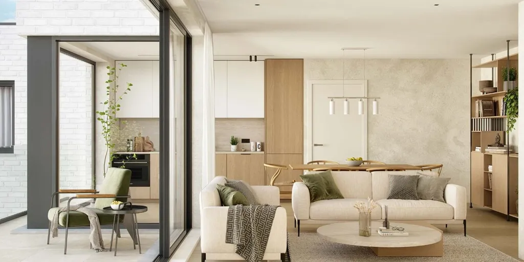 Living Room - New Apartment with Terrace in Ruien