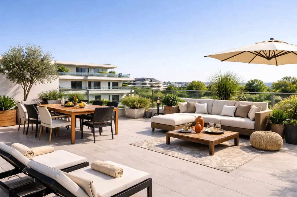 Terrace - Modern Flat with Outdoor Space near Paris