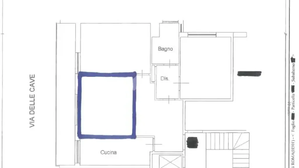 Planimetria - Studio Apartment with Balcony in Rome