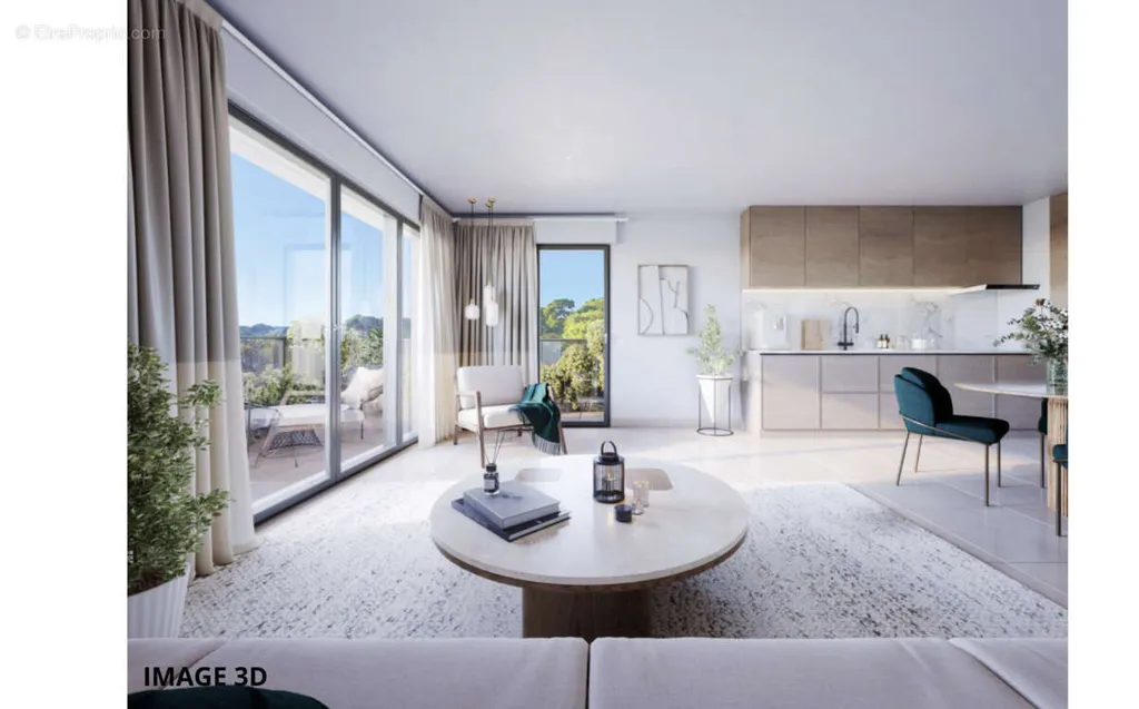 Séjour - Appartement T3 avec Jardin à Antibes
