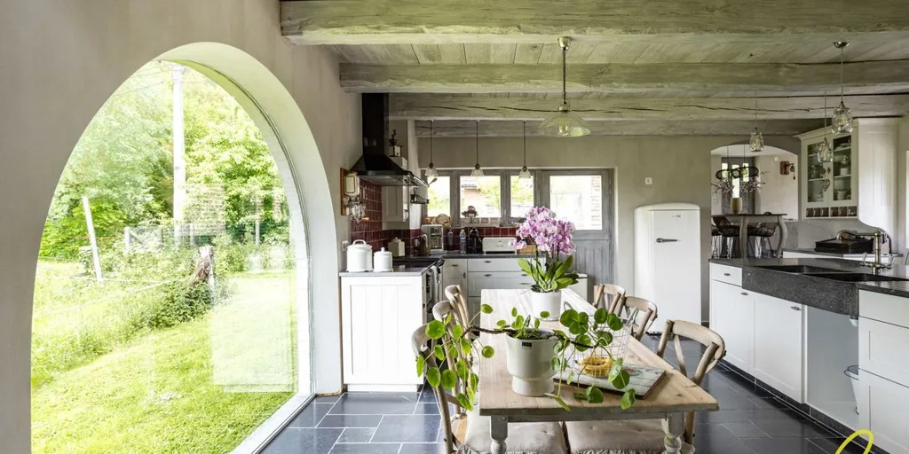 Cuisine - Maison Charmante avec Vue sur la Nature à Michelbeke