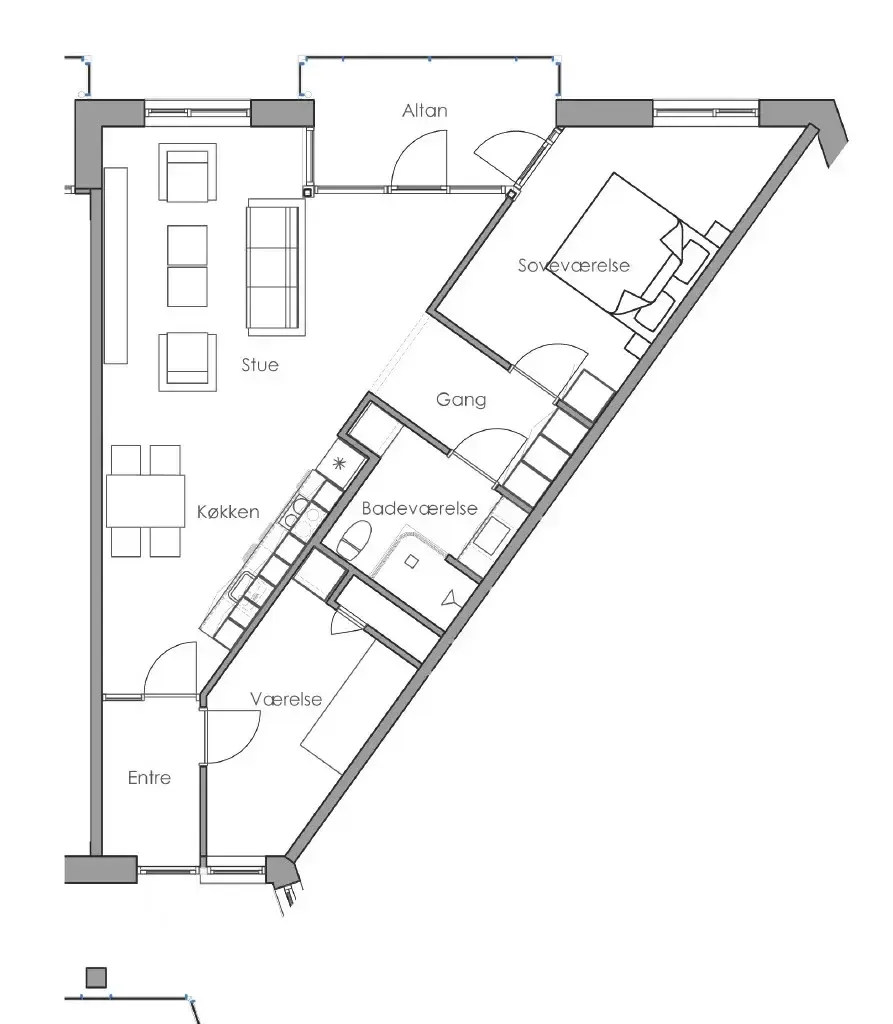 Plaan - Three-Bedroom Flat in Aabybro