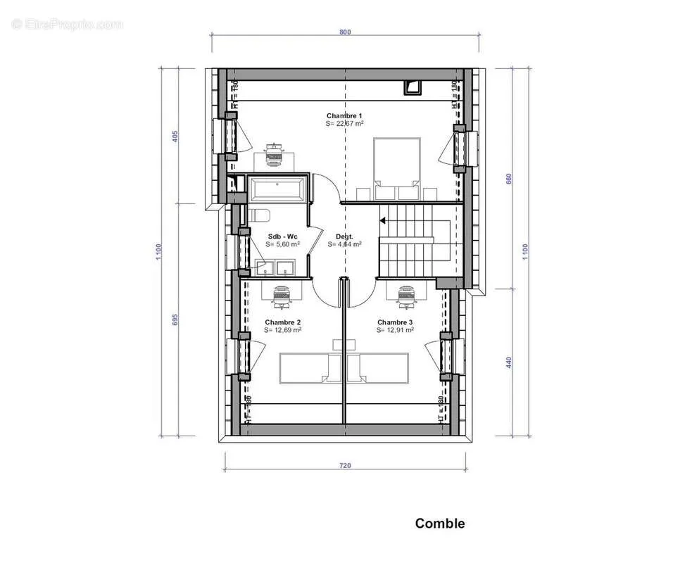 Plan - Terrain avec Permis Purgé pour Maison Contemporaine