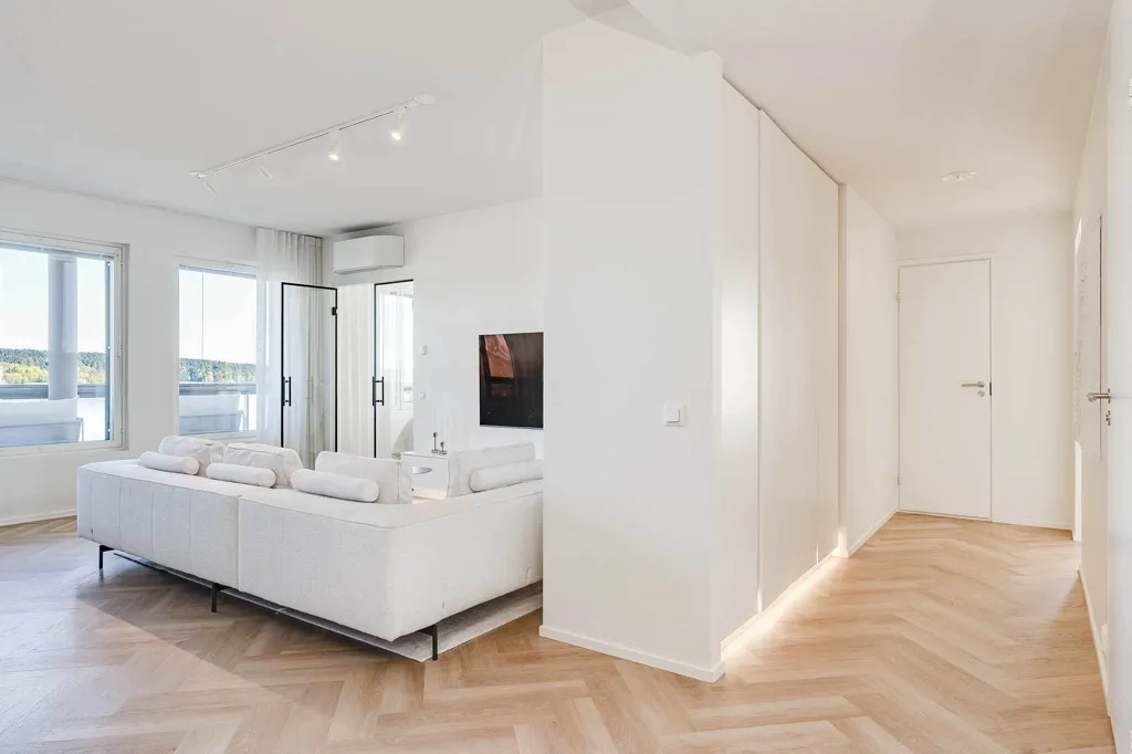 Living Room - Renovated Apartment with Sea View in Pirkkala