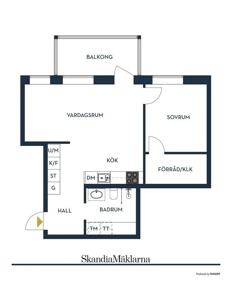 Floor Plan - Modern Flat with South-Facing Balcony in Barkarby