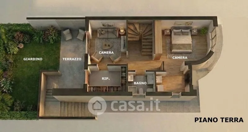 Plaan - Bifurcated Villa with Garden in Pignola