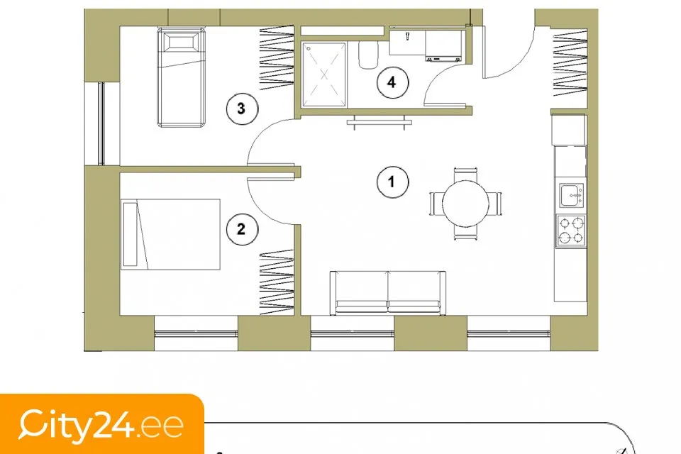 3-toaline korter asukohas Rīga