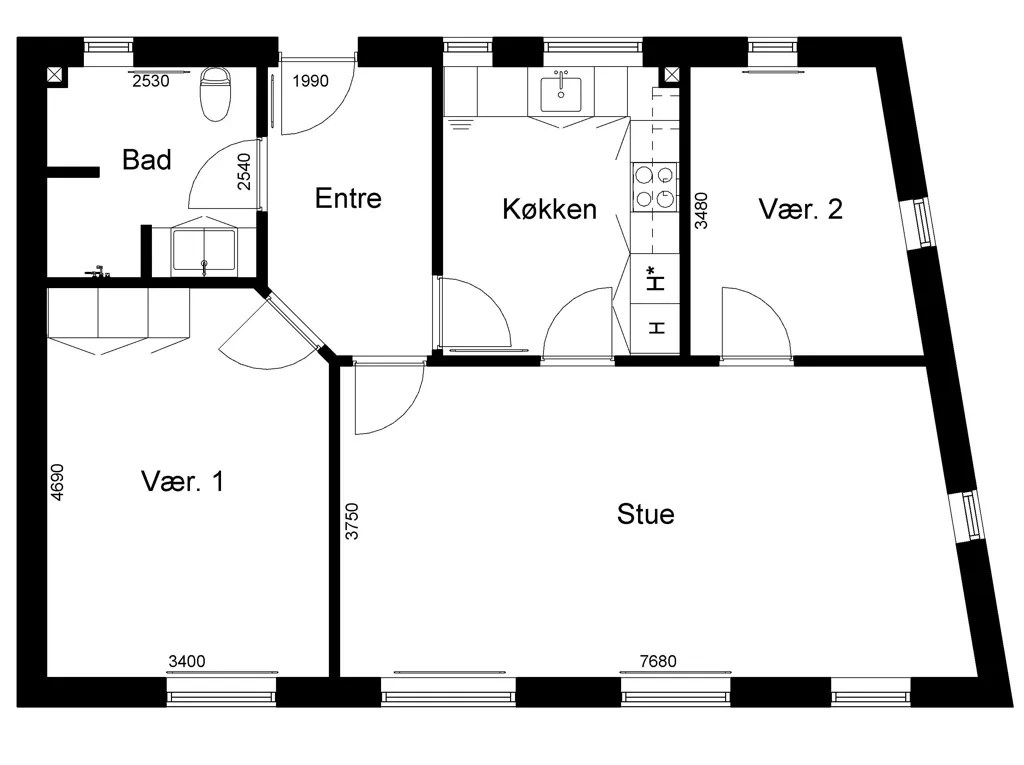 Plan - 3-Bed Apartment with Elevator in Thorsø
