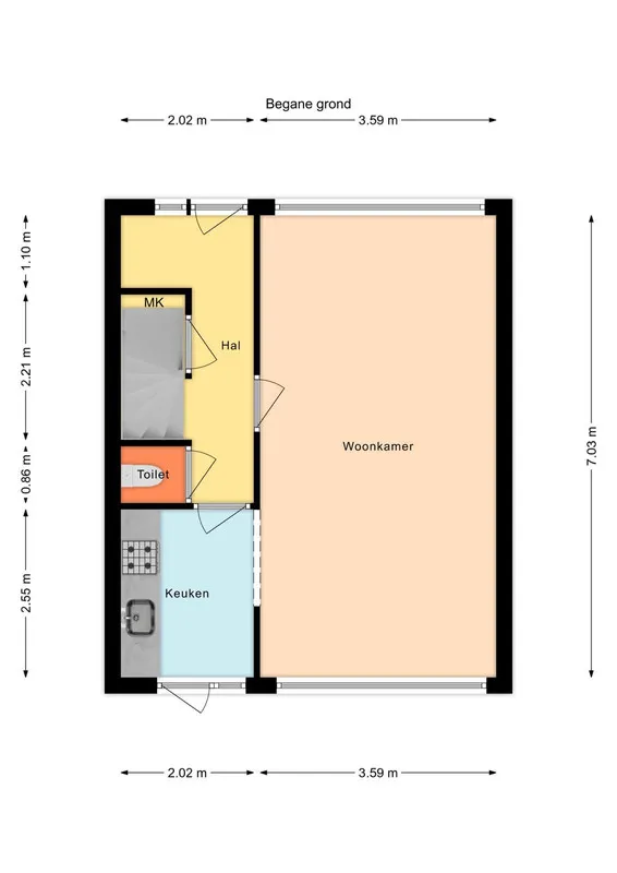 Floor Plan - 4-room house in Tilburg