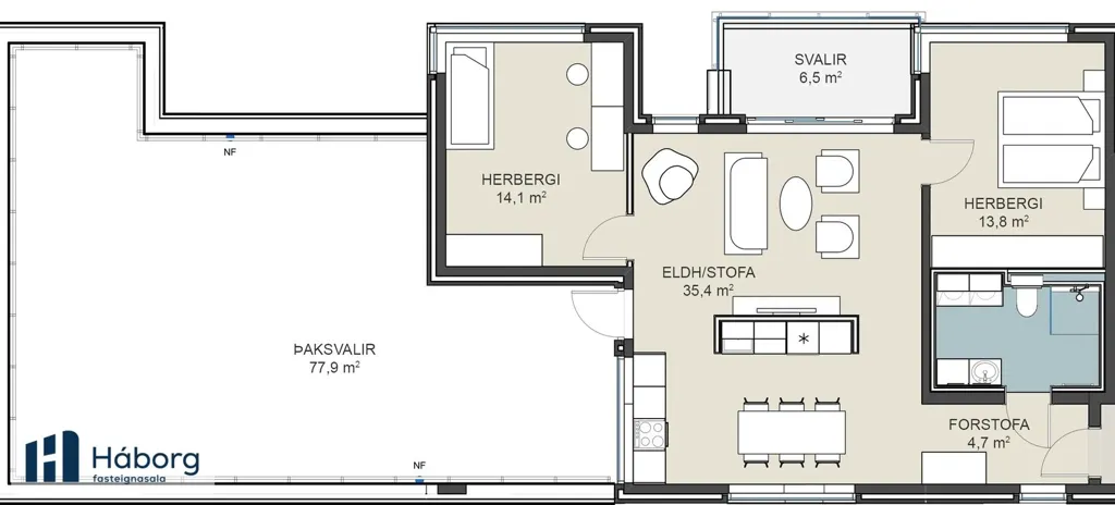 3-toaline korter asukohas Reykjavík