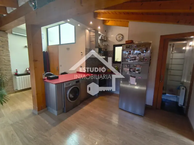 Kitchen - Modern Loft with Wood Beams in Logroño