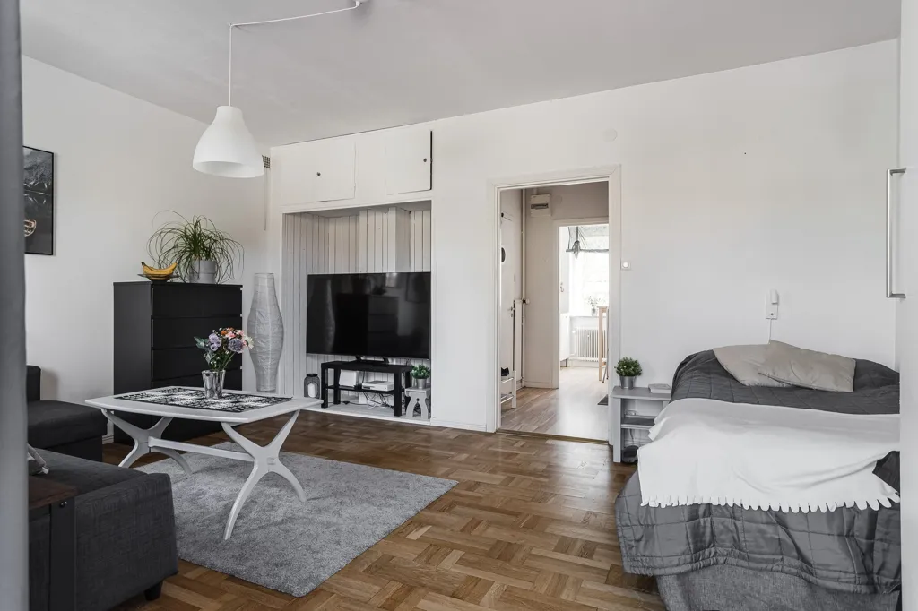 Living Room - Central One-Bedroom Flat with Balcony in Borlänge