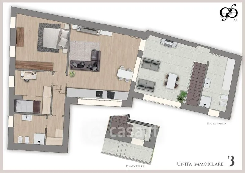 Plan - Modern Trilocale with Terrace in Crema
