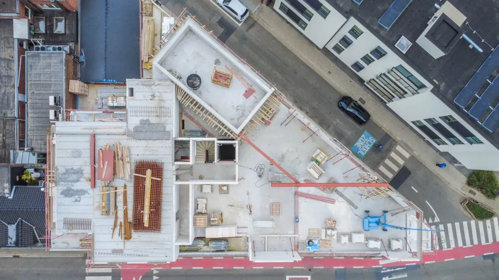Vue aérienne - Appartements Écoénergétiques au Centre de Halle