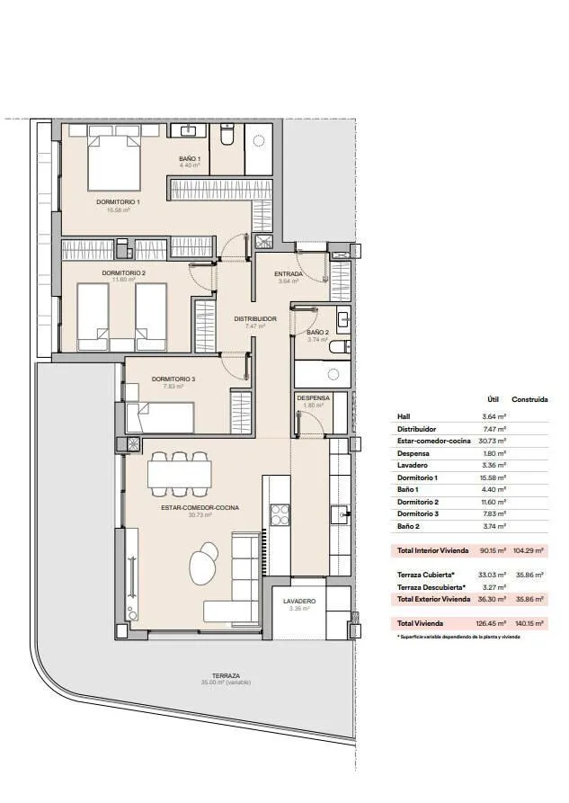 Floor Plan - Apartment with Terrace in La Nucia
