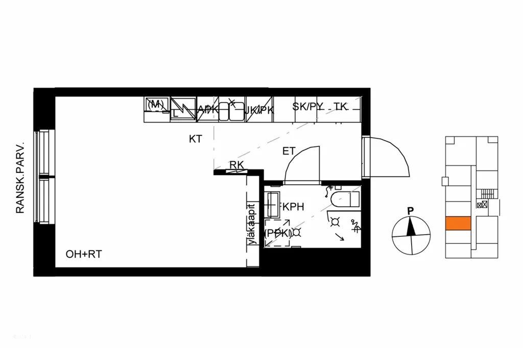 Planimetria - Modern Studio with Balcony in Ranta-Tampella