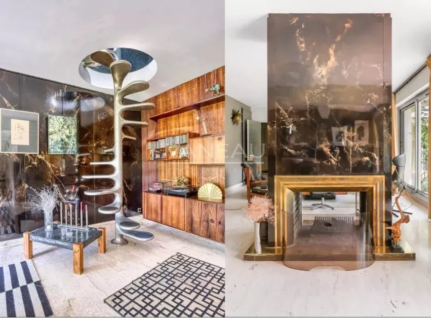 Séjour - Maison d'architecte avec toitures asymétriques à Nointot