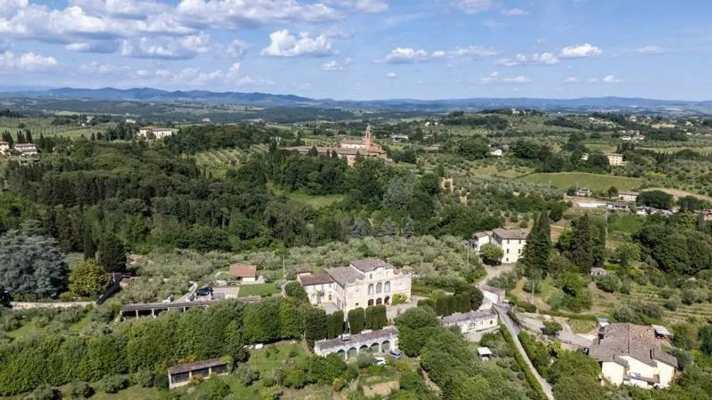 Aerial - Baroque Villa with Private Garden in Siena