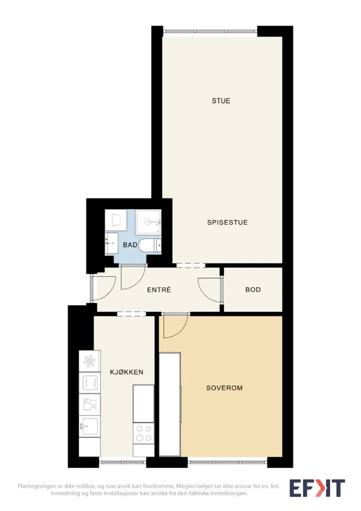 Plan - Spacious 2-Bedroom Flat with Garden in Tøyen
