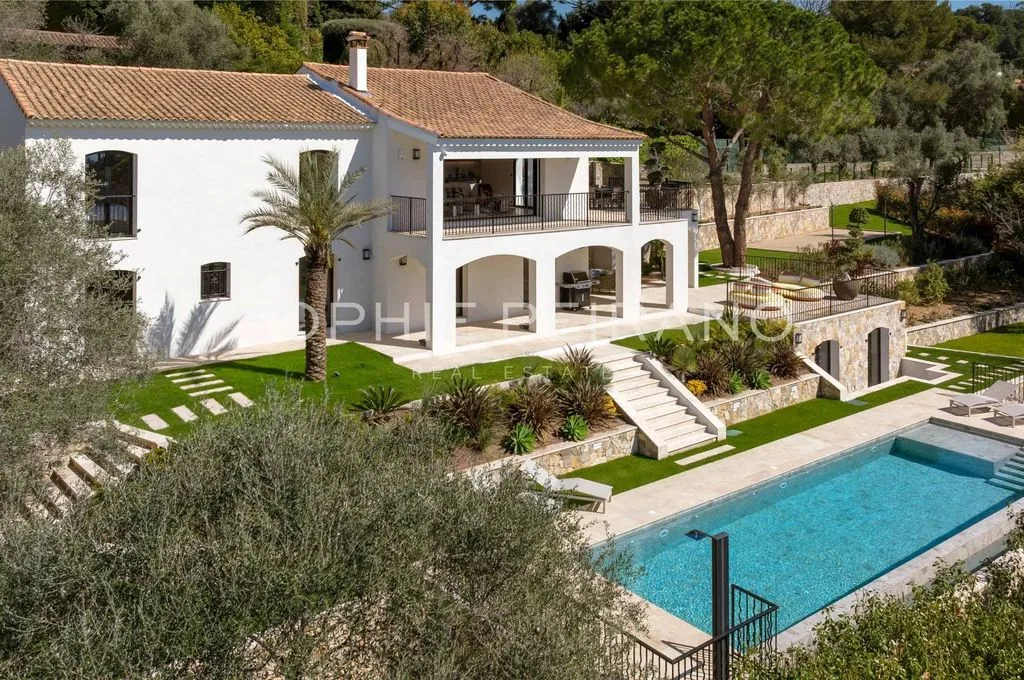 Vue aérienne - Villa Contemporaine avec Piscine au Cannet