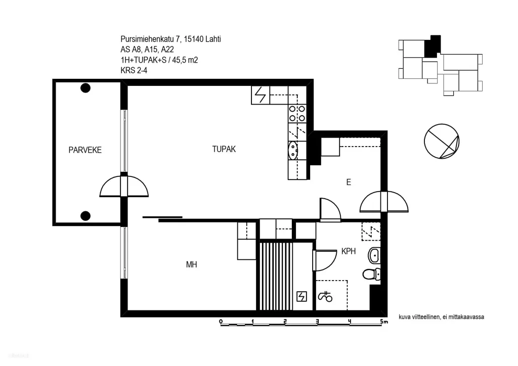 Plan - Studio Apartment with Balcony in Ruoriniemi, Lahti
