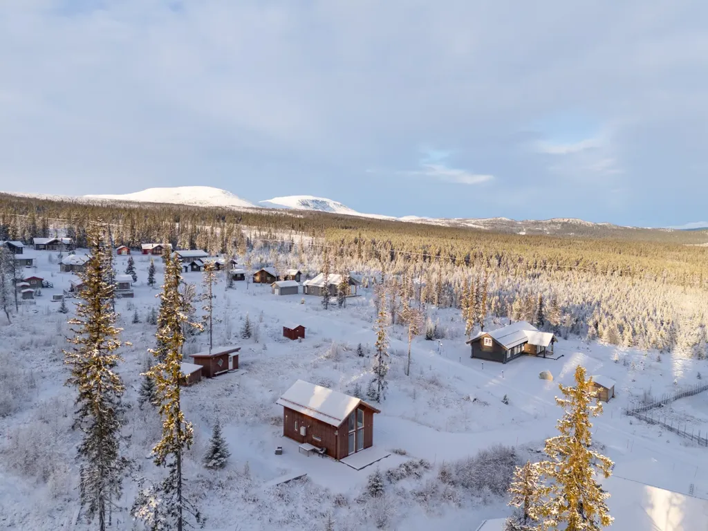 Vue aérienne - Compact Cabin with Panoramic Views near Funäsdalen