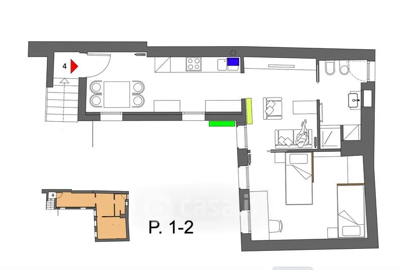 Plan - Fully Furnished Flat in Vicenza Historic Centre