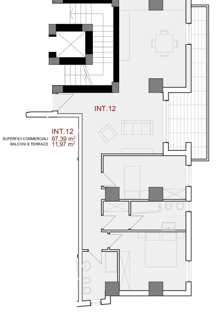 Plan - Newly Built Apartment with Terrazzo in Rende