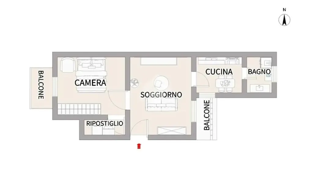Plaan - Two-Bedroom Apartment in Historic Building, Palermo
