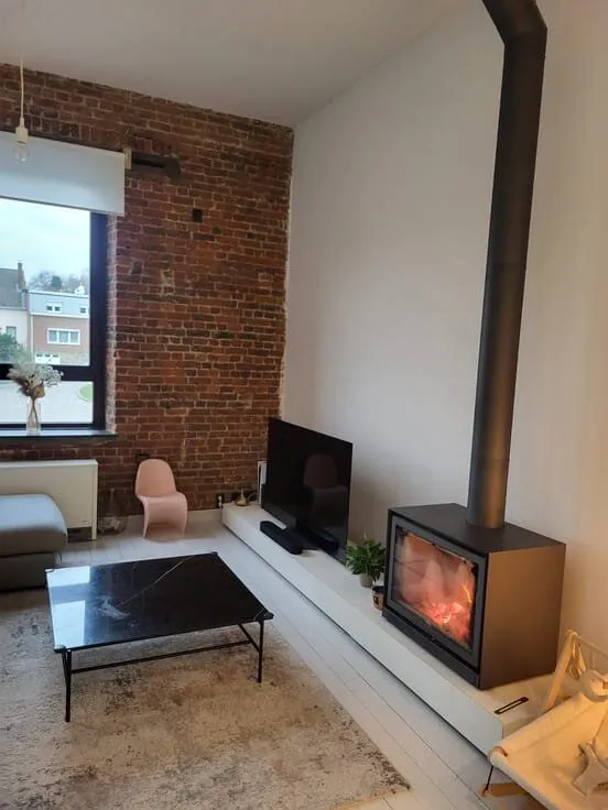 Living Room - Bright Duplex with Fireplace in Bousval