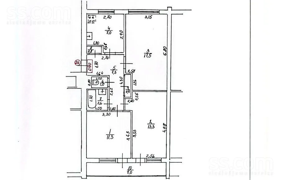 Plan - Apartment with Loggia in Jelgava