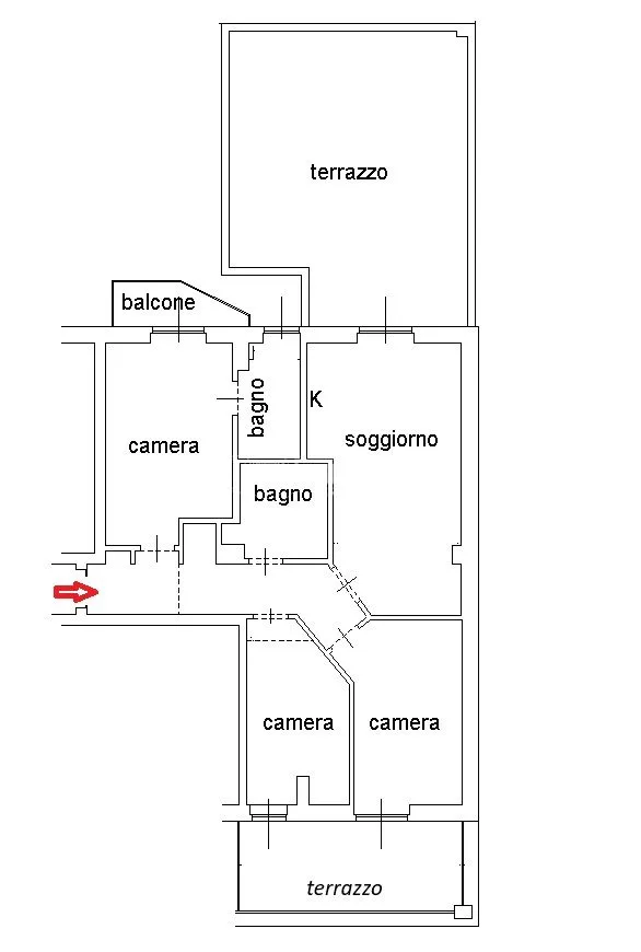 Plan - Quadrilocale with Double Terraces in Milan