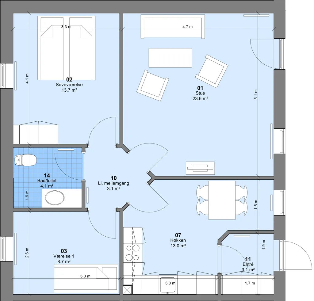 Floor Plan - Two-Bedroom Flat Near Otterup Centre