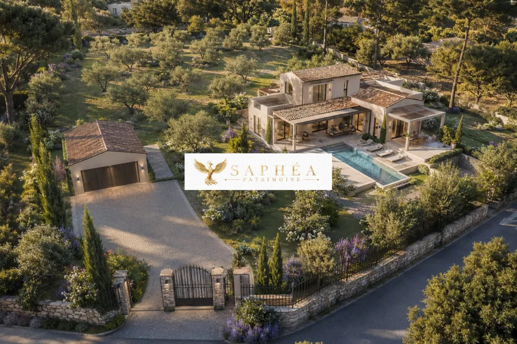 Vue aérienne - Villa d'Architecte Contemporaine à La Cadière-d'Azur