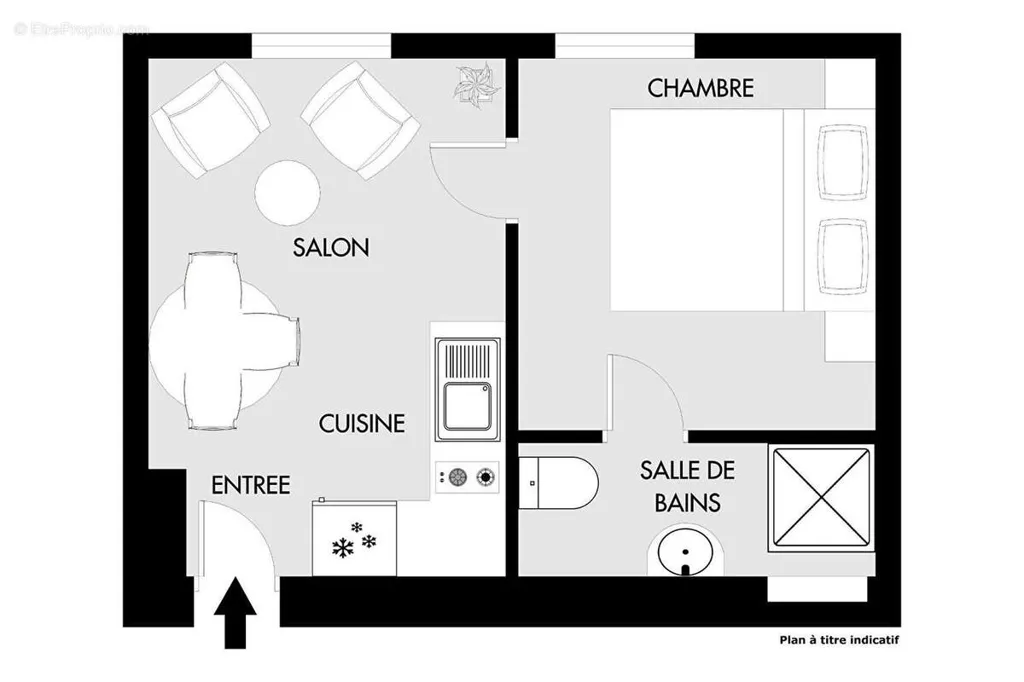 Plan - 2 Pièces en Dernier Étage avec Vue à Belleville