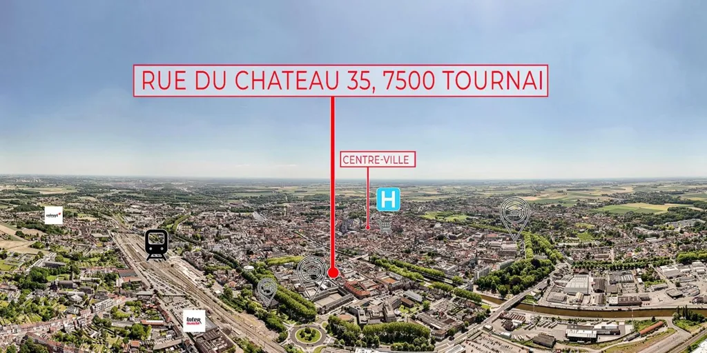 Vue aérienne - Studio avec Vue sur Rue du Château à Tournai