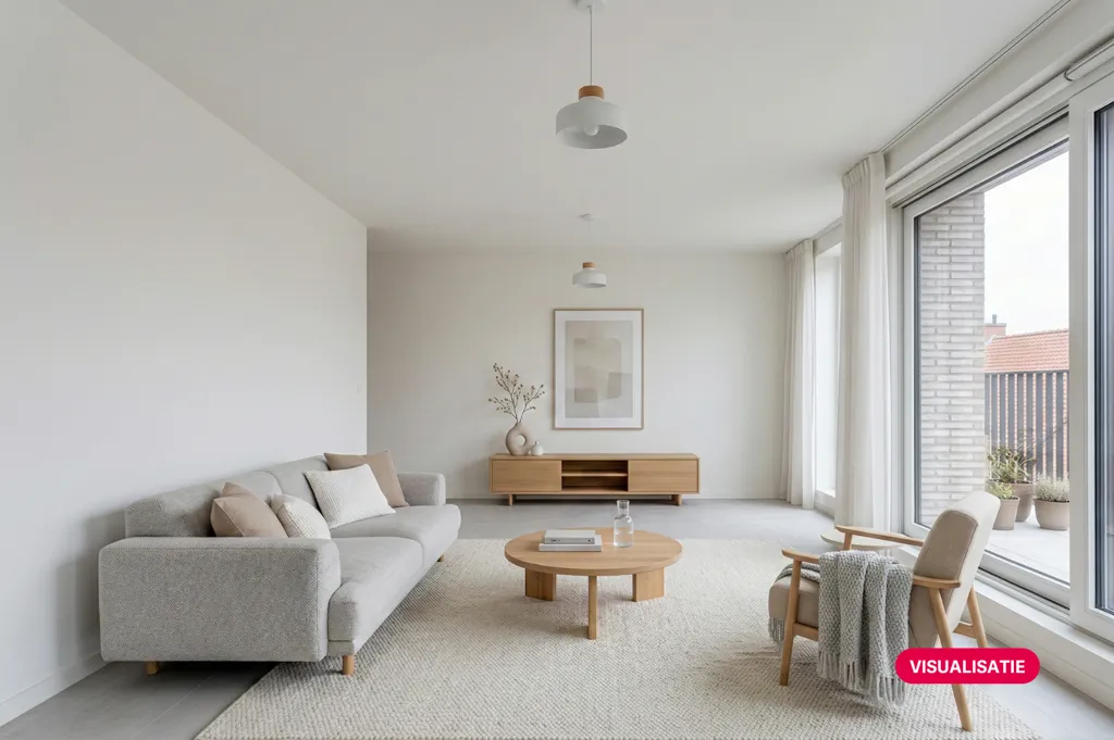 Living Room - Newly Built Apartment with Terrace in Desselgem Centre