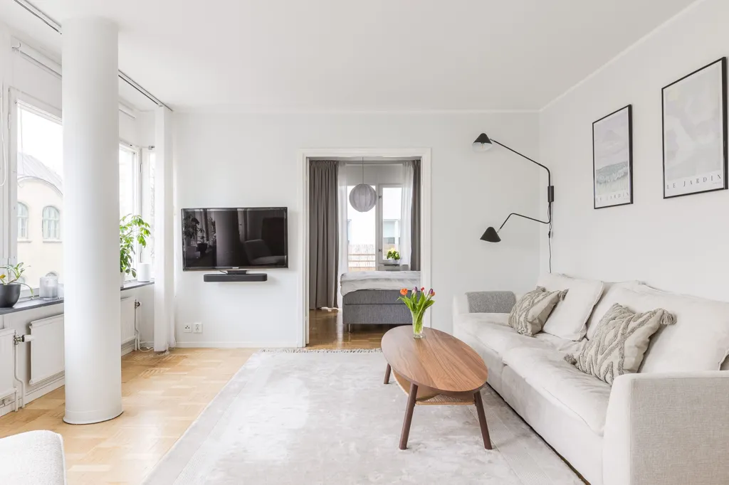 Living Room - Renovated Apartment with Balcony in Central Linköping