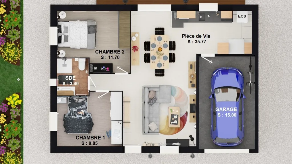 Plan - Maison Neuve avec Garage à Langeais