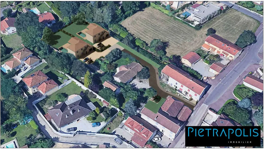 Vue aérienne - Terrain Viabilisé en Centre-Ville à Genas