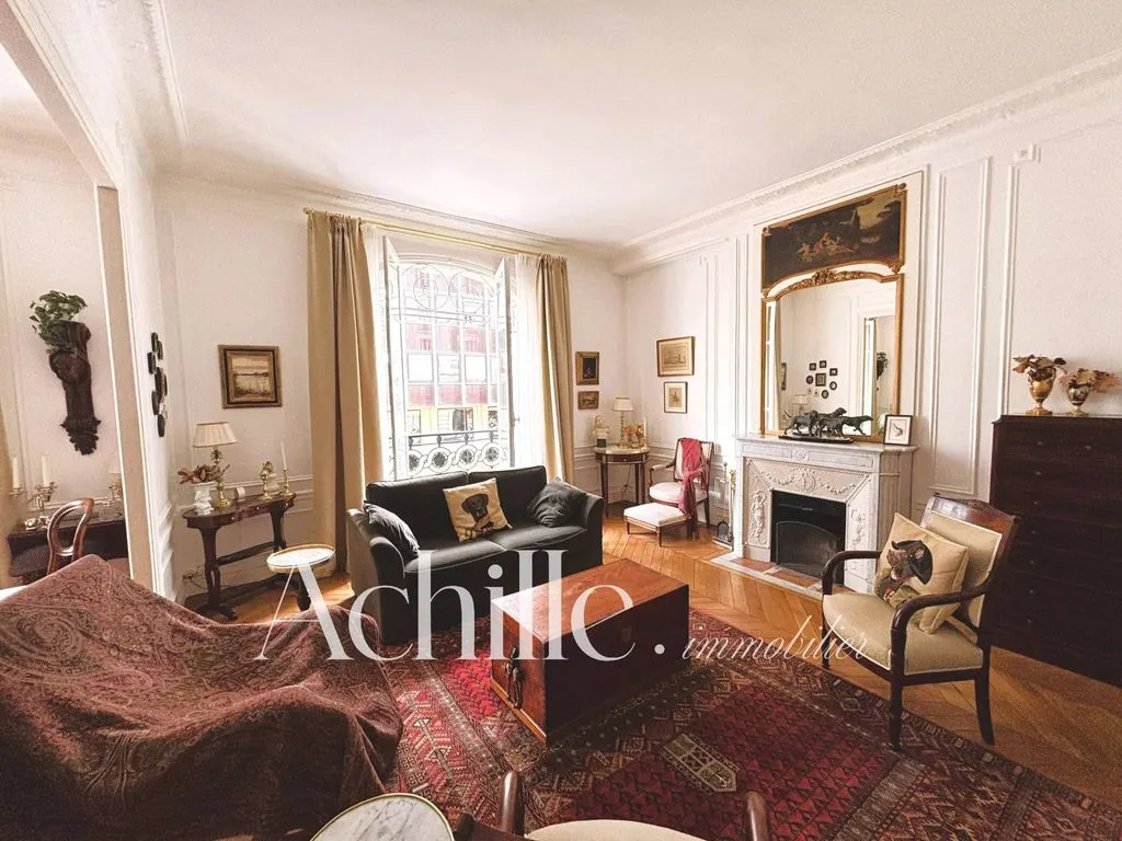 Séjour - Appartement de Luxe avec Cheminée à Auteuil, Paris