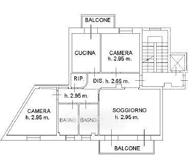 Plaan - Rear-Facing Apartment with Balcony in Cagliari