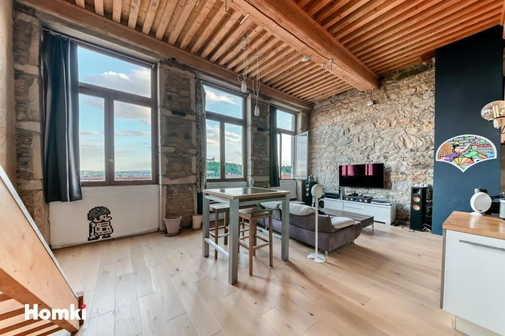Séjour - Appartement Duplex avec Vue Panoramique à Lyon 1er