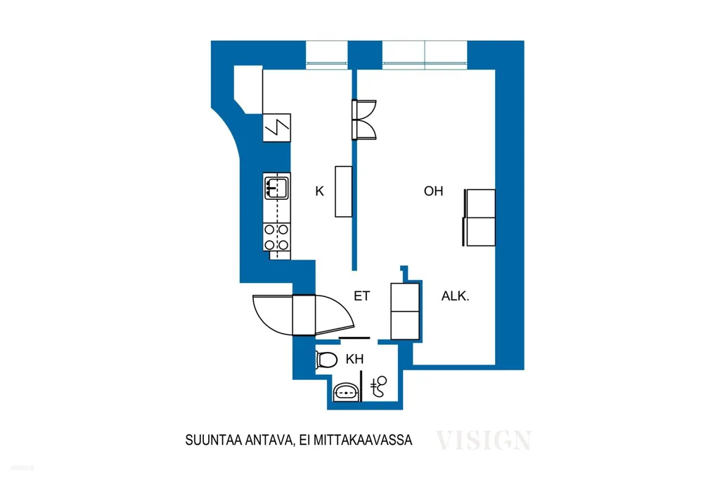 Plaan - Remodelled Flat with Sea View in Ullanlinna, Helsinki