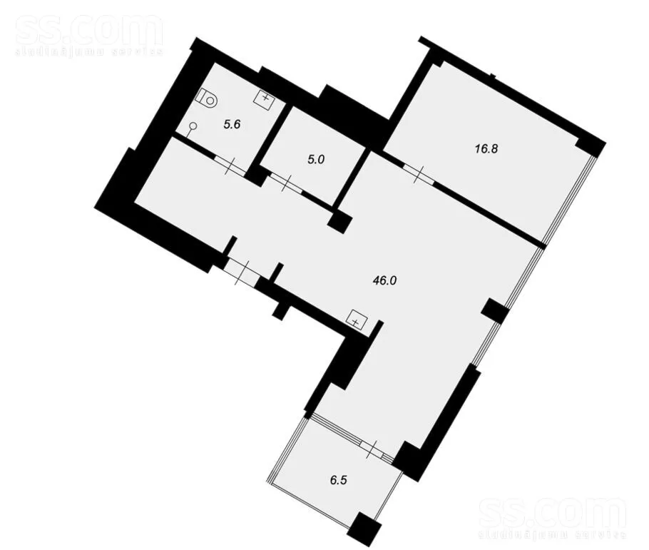 Plan - Two-Bedroom Apartment with Park View in Dzintari