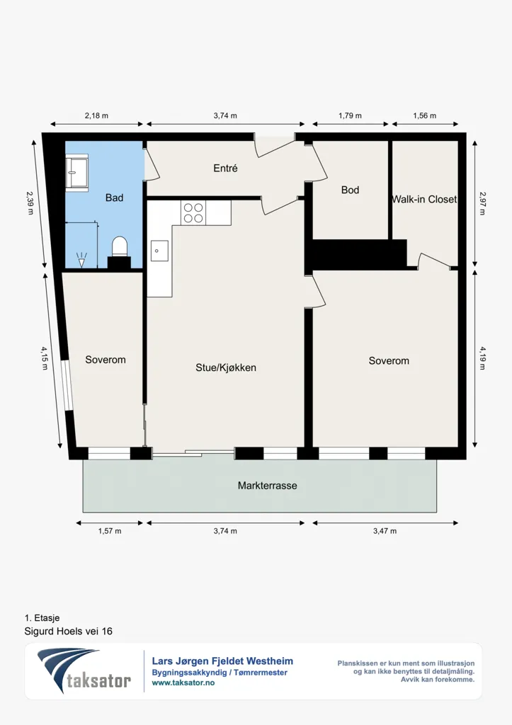 Floor Plan - 3-Bedroom Apartment with Garden Access in Oslo