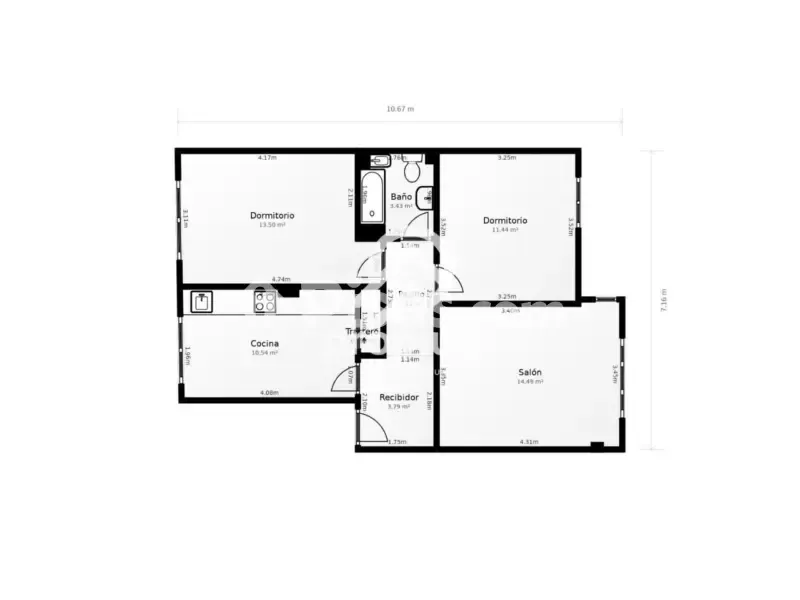 Plan - Reformed 2-Bed Flat with Terrace in Cangas de Onís