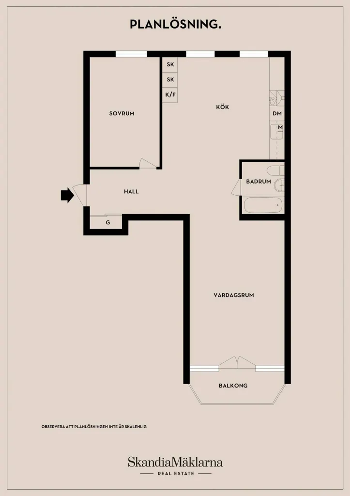 Floor Plan - Modern Apartment with South-Facing Balcony in Huddinge