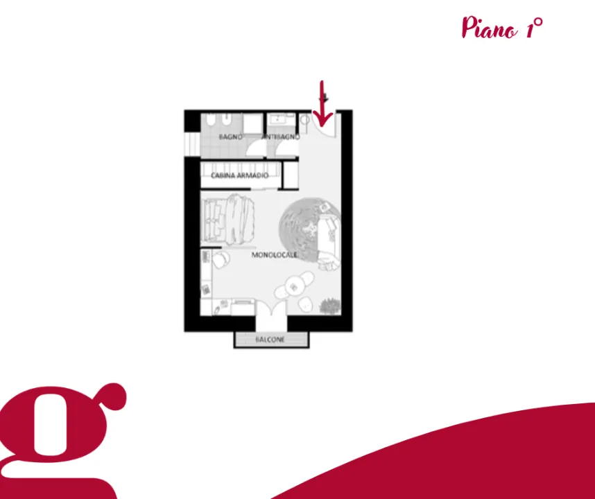 Plan - Rustic Monolocale with Balcony in Milazzo